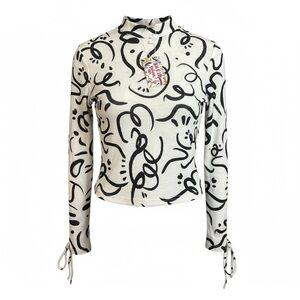 SHEIN Black and White Artistic Blouse